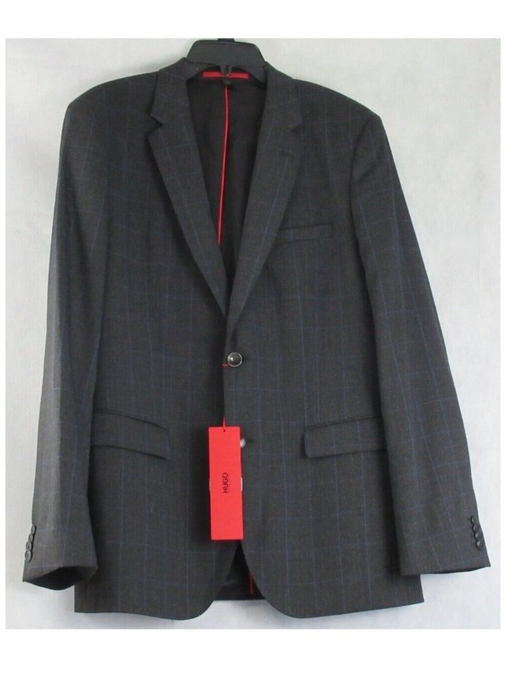 HUGO Hugo Boss Men's Regular-Fit Charcoal Plaid Suit Jacket, 40L / 40 Long